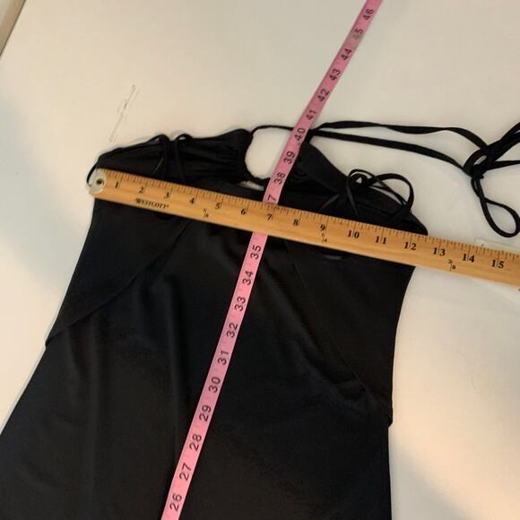 Abercrombie & Fitch Dress Womens S Small Black Bodycon Halter Keyhole Lined Midi - Picture 8 of 16